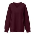 thumbnail image 4 of DHFJKG Sweatshirts For Women Oversized V Neck Long Sleeve Plain Sweatshirt Drop Shoulder Loose Fit Casual Pullover With Pocket Soft Tops, 4 of 4