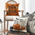 thumbnail image 6 of Sm:)e Trick or Treat Ghost Pumpkin Spider Web Bat Happy Halloween Pillow Covers 18x18 Inch Set of 2, Cushion Covers for Sofa Home Decor, 6 of 8