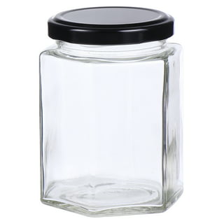 Encheng 6 oz Clear Hexagon Jars,Small Glass Jars With Lids(Red Stripped),Mason  Jars For