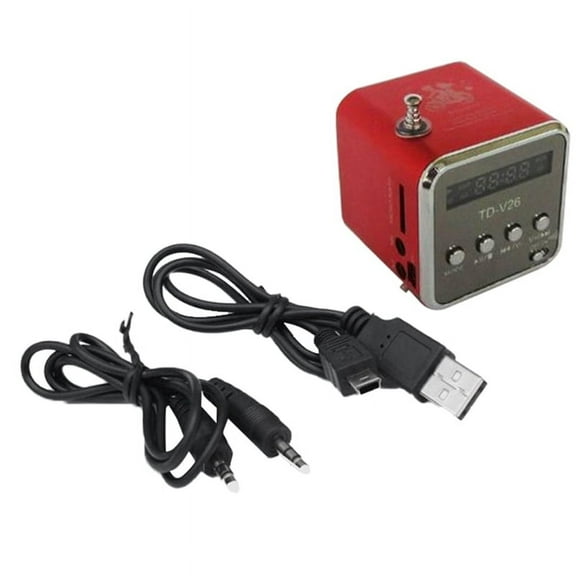 TD-V26 Digital Portable Mini Fm Radio Receiver LED Loudspeaker Wireless Speaker MP3 Support SD/TF Card Red