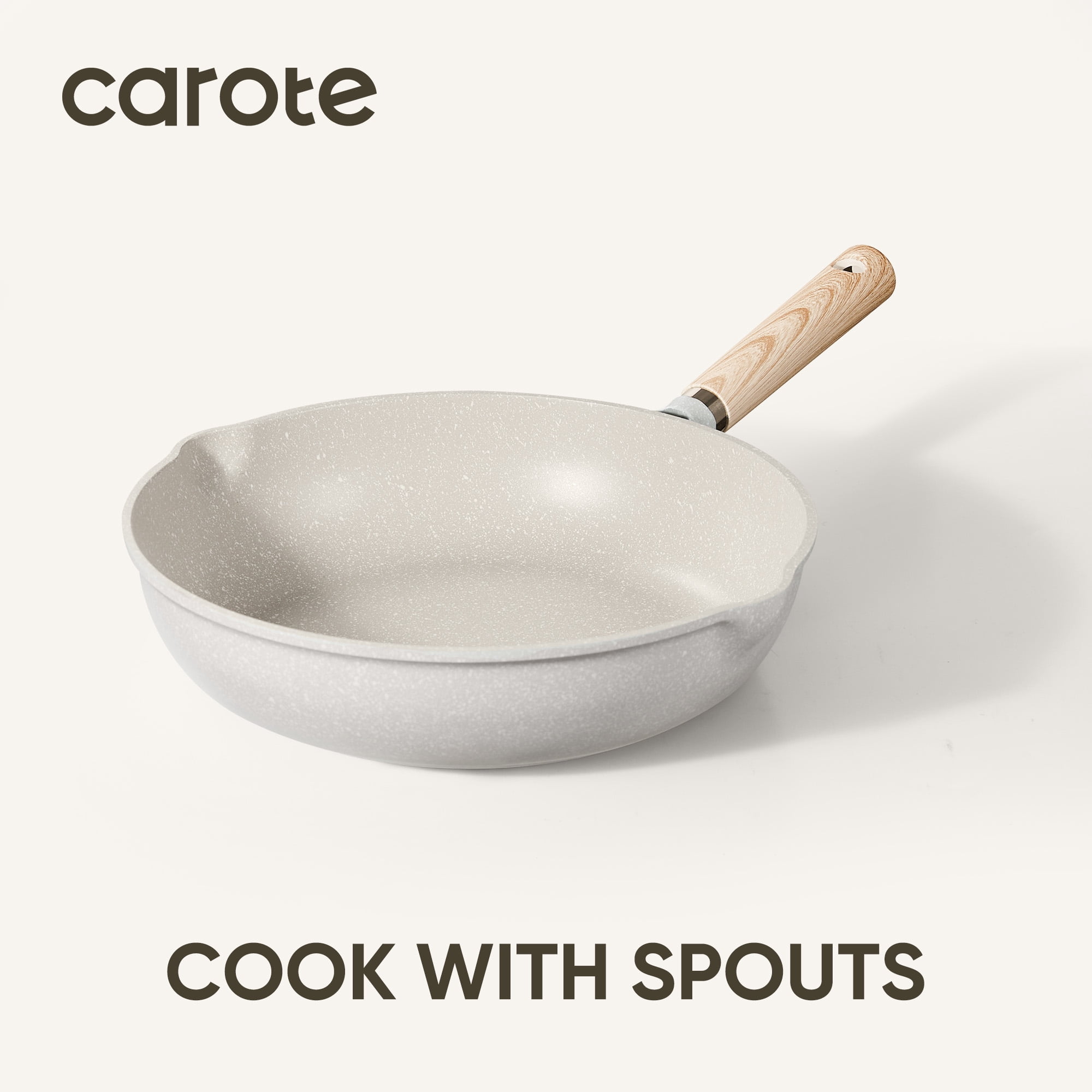 Carote Nonstick Cookware Set 8-Piece,Kitchen Pots and Pans Set,Stay-Cool Handles,Induction Compatible,Cookware Set for RV and Camping,Beige