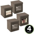 thumbnail image 2 of mDesign Fabric Stackable Cube Storage Organizer Box, 4 Pack, Espresso Brown, 2 of 9
