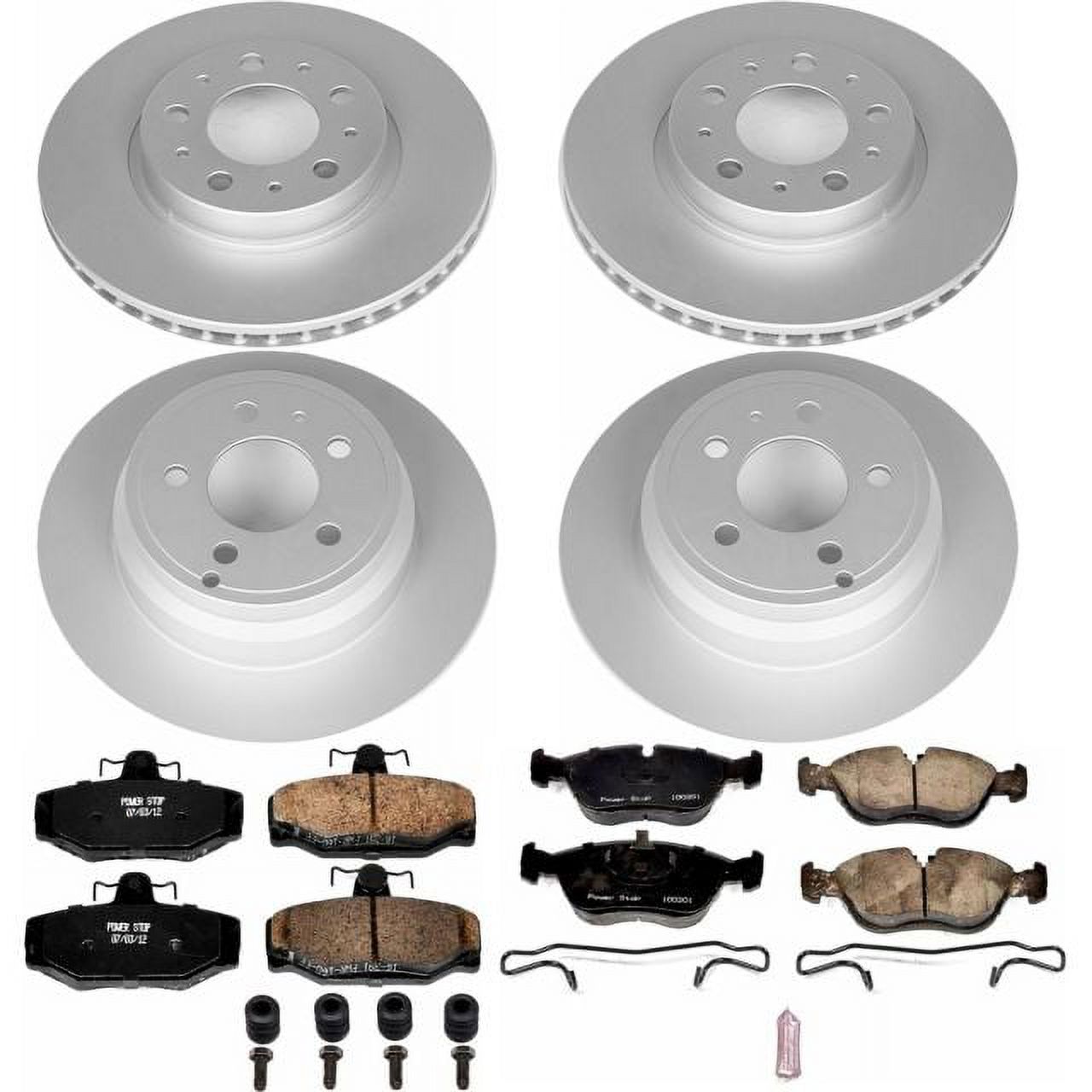 PowerStop Front and Rear Geomet Coated Brake Rotor and Pad Kit Fits: VOLVO Select Models CRK7498