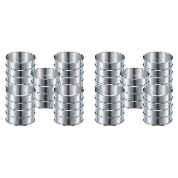 Anillos para Bollos de 4 Pulgadas para Muffins, Juego de 40 Moldes de Anillos para Muffins de Acero Inoxidable Anillos para Tartas de Doble Laminado Anillos Redondos para Tartas