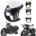 thumbnail image 4 of Universal 7" Headlight Handlebar Fairing Windshield Cafe Racer For Dyna Sportster 1200 883 FLHT Bobber Touring Bright black, 4 of 4