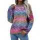 thumbnail image 1 of VISgogo Suéteres de cuello redondo para mujer, blusas de punto sueltas con estampado de teñido anudado de bloque de color de manga larga VISgogo  moda, 1 of 6