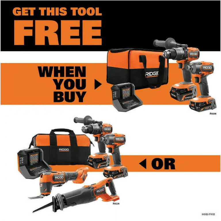 Ridgid 18V 4 Tool Combo Kit - Lithium-Ion Batteries