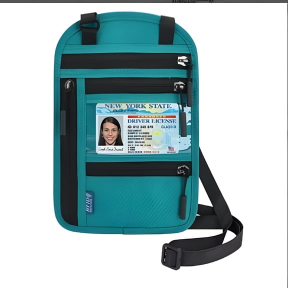 LAMIRO Blocking Passport Holder Wallet with Neck Stash Pouch for Traveling Security Credit ID Card