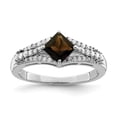 thumbnail image 1 of Sterling Silver Rhodium Smoky Quartz & Diam. Ring, 1 of 1