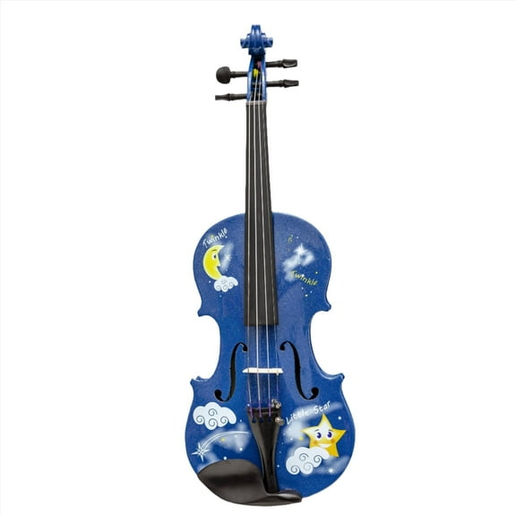 Twinkle Star Blue Violin w Brazilwood bow Case Crystal Fine Tuners Rosin Strings Set Up