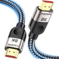 thumbnail image 1 of XUCP-HDMI Cable 25ft,HDMI 2.1 Cable 8K@60Hz 4K@120Hz High-Speed Lead 48Gbps,7680x4320,Supports eARC HDR10 HDCP 2.2 & 2.3 DTS: X 3D CEC Compatible with All HDMI Devices PC/TV/HDTV/Blu-ray, 1 of 4