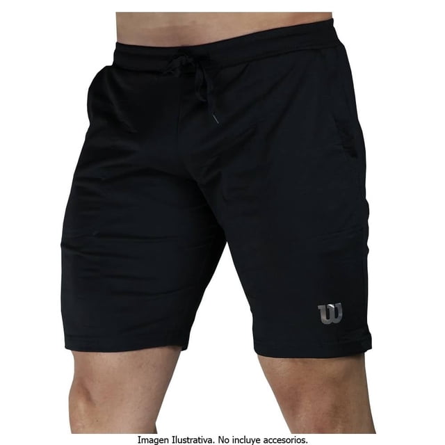Bermuda Wilson para Hombre, Deportiva Lisa de French Terry Negro Talla M