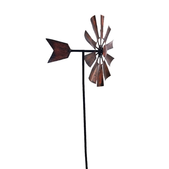 Wrought Iron Rotating Windmill Metal Wind Spinner Landscape Ornament