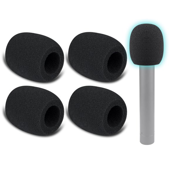 SOULWIT 4Pcs Microphones Pop Filter for AKG P170 Pencil Condenser, Protective Mic Cover Windscreen Foam - Black