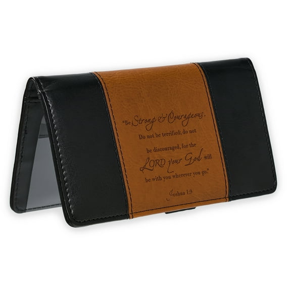 Checkbook Cover Brown/Black Strong & Courageous Josh. 1:9