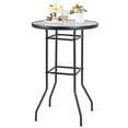 thumbnail image 1 of Patiojoy Round Glass Top Patio Table 27"x27" Outdoor Bistro Table w/ Heavy-duty Metal Frame, 1 of 9