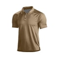 thumbnail image 2 of Men's Quick Dry Breeze Raglan Short Sleeve Polo Shirt Breathable Collared Top for Golf Tactical Work Daily Casual ,L,Khaki, 2 of 6