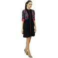 thumbnail image 3 of Bimba Rayon Ladies Elegant Mini Dress 3/4th Sleeve Boho Chic Trendy Mini Dress, 3 of 8