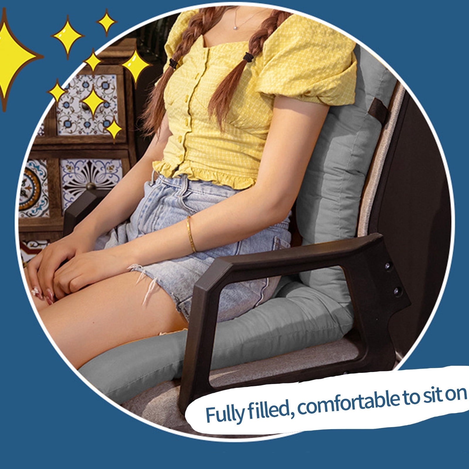 KCEHTA High Back Chair Cushions Outdoor Deap Seat Cushions Porch Patio Rocking Chairs Indoor Seat/Back Chair Cushions Replacement for Home Office