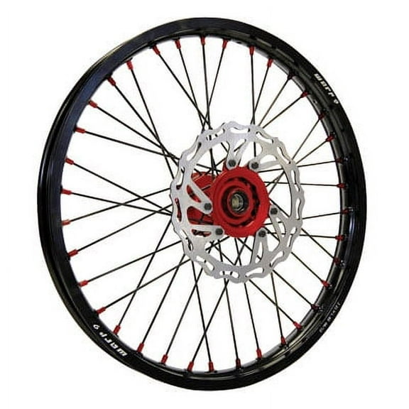 Warp 9 Complete Wheel Kit - Rear 18 x 2.15 Black Rim & Spokes/Red Hub & Nipples for Honda CRF450R 2002-2012