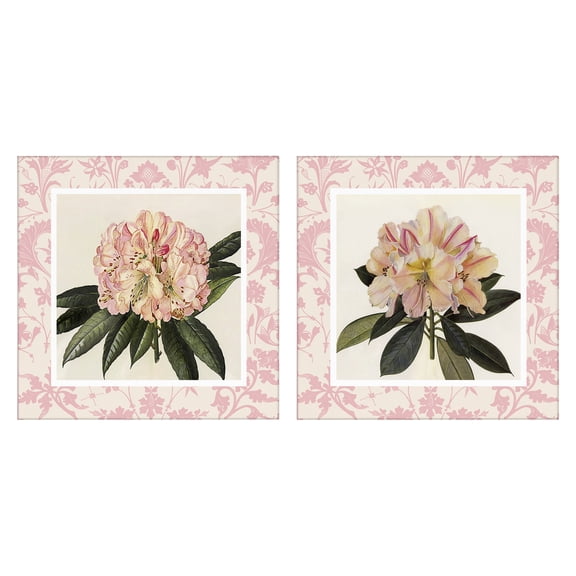 Stupell Industries Pink Vintage Pattern Botanicals 2 Piece Canvas Wall Art Set, design by Livi Finn
