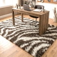 thumbnail image 6 of Modern Animal Print 8x10 (7'10" x 9'10") Area Rug Shag Zebra Brown Ivory Plush Easy Care Thick Soft Plush Living Room, 6 of 9