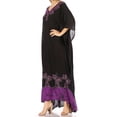 thumbnail image 3 of Sakkas Leonor Women's Boho Casual Long Maxi Caftan Dress Kaftan Cover-up LougeWear - 6-Eggplant - One Size, 3 of 5