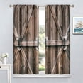 thumbnail image 3 of Rustic Curtains for Bedroom, Old Barn Door Wooden Board Living Room Curtains, Rural Hardwood Farmhouse Western Retro Drapes 2 Panel Sets,42x54 Inch, 3 of 6