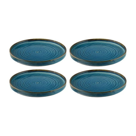 Sapphire dia.8.25" Round Blue Porcelain Plate (Set of 4)