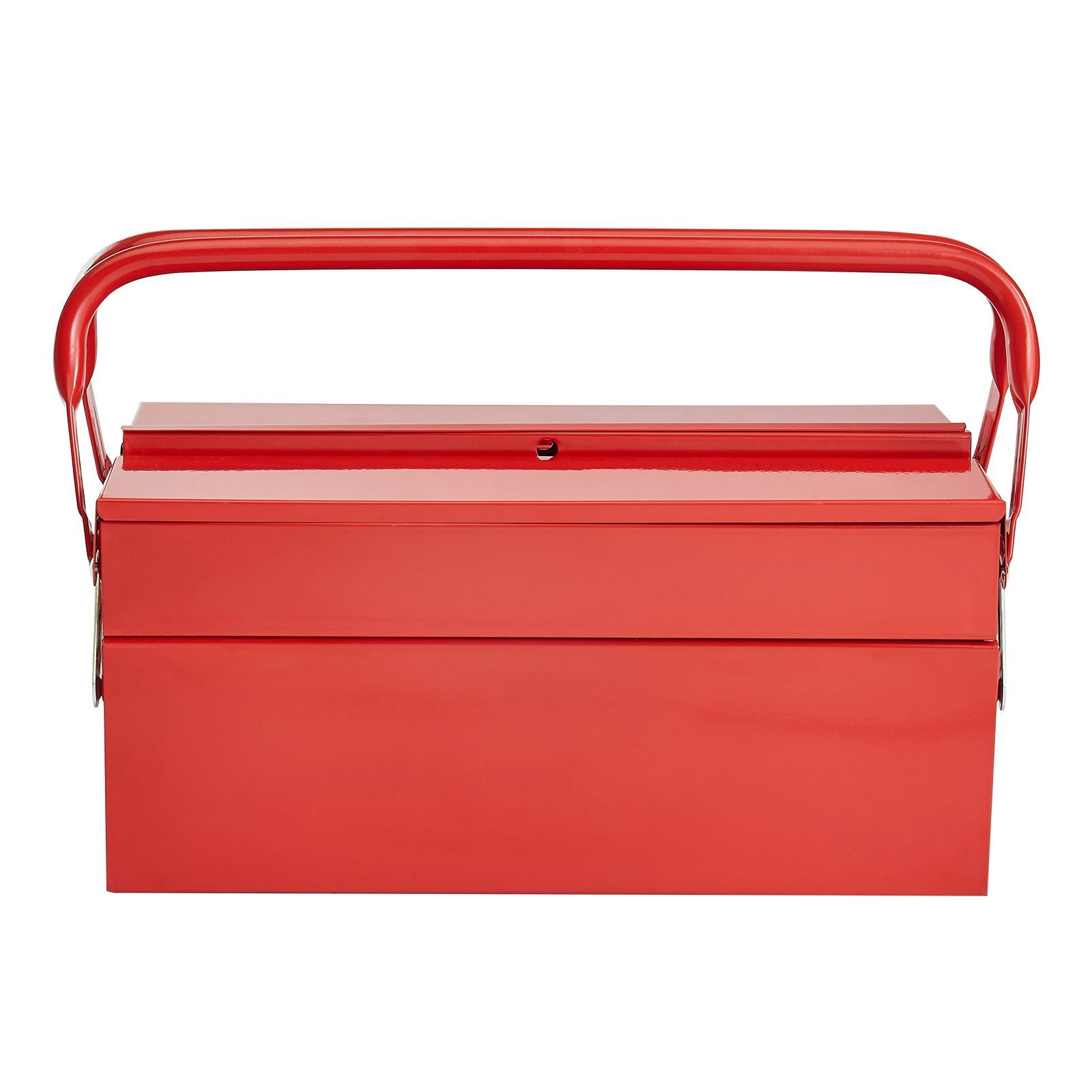14-inch Metal Tool Box with 2-Tier 3-Tray, Cantilever Design, Powder-Coated Steel, Lock Hole, 8.8 lbs Capacity for Workshop Garage