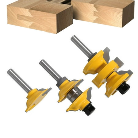 

GoFJ 3Pcs/Set Milling Cutter S Lined Anti-kickback Heat-Resistant 1/2 Inch Shank High Strength Precise Opening Hard Alloy Router Bit for Woodwork