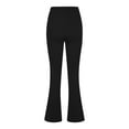 thumbnail image 5 of Women's Solid Color Knit Flared Pants, Stretchy Straight Leg Dress Pants with Pockets, Slim Fit Trousers for Work Business and Office Appropriate Professional Settings Black M, 5 of 6