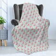 thumbnail image 4 of Dinosaur Soft Flannel Fleece Throw Blanket, Cheerful Jurassic Nursery Themed Childish Funny Dino Pattern, Cozy Plush for Indoor and Outdoor Use, 50" x 70", Pastel Pink Mint Green, by Ambesonne, 4 of 5
