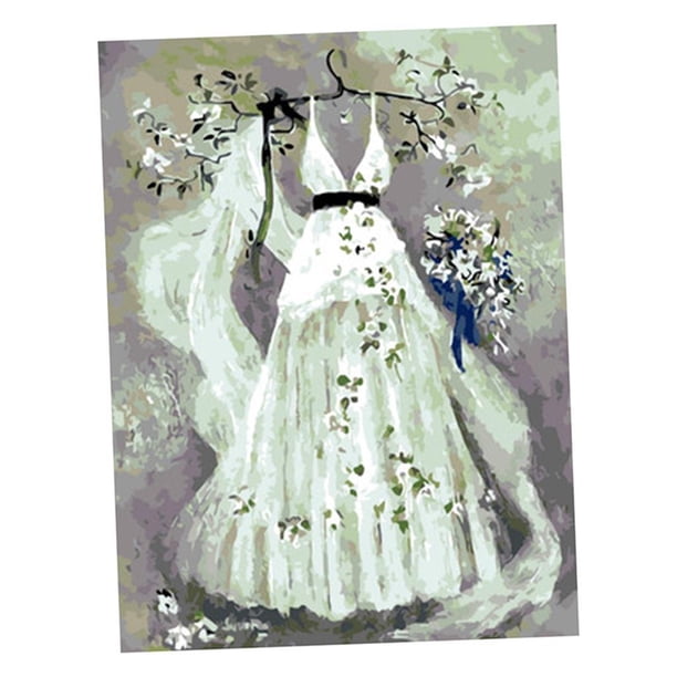 DIY Pintura Al para Adultos Pintura para Niños Por Kit de Números Pintura Al Digital 16x20 Pulgadas Vestido de novia