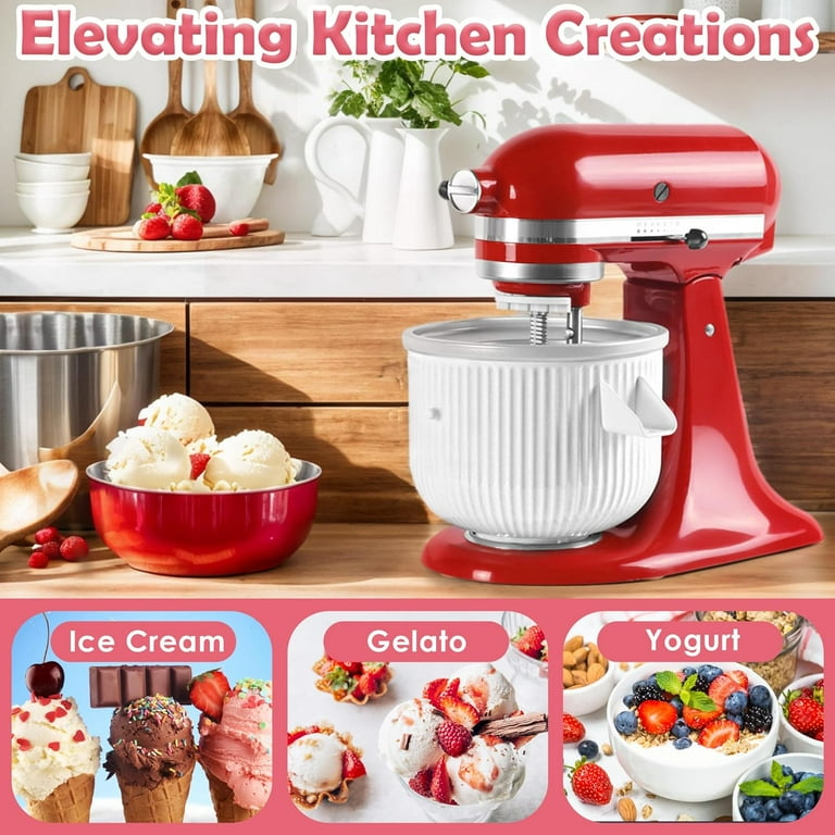 Ice Cream Maker Attachment for Kitchenaid Stand Mixer Compatible with 4.5 Qt and Larger Stand Mixers 2 Quart Frozen Yogurt Ice Cream Sorbet Gelato Maker Walmart