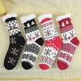 thumbnail image 7 of Riecok Christmas Socks for Women Thick Thermal Cushioned Non Slip Grip Crew Socks Mid Calf Stretched Plush Warm Sleeping Socks for Everyday Wear, 7 of 7