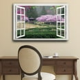 thumbnail image 2 of wall26 - Modern White Window Looking Out Into a Japanese Garden with Cherry Blossom Trees and a Kiosk - Canvas Art Home Art - 24x36 inches, 2 of 3
