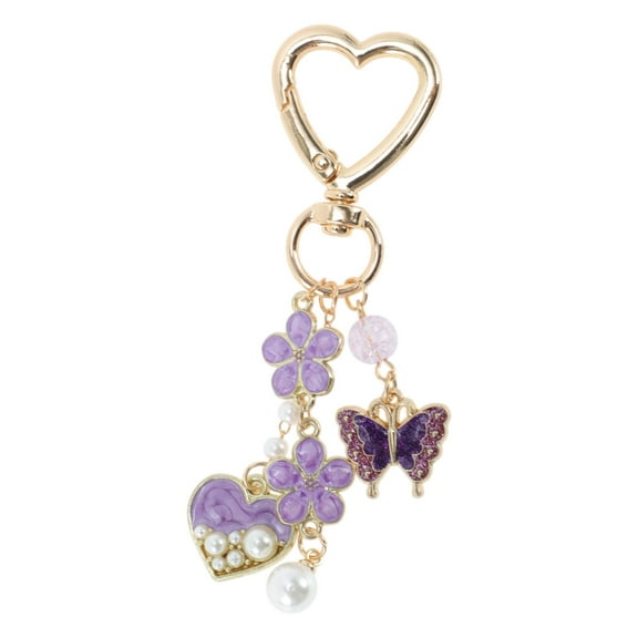 Unique Bargains 1 Pc Stylish Butterfly Heart Handbag Charm Bag Accessories 3.54″ Purple