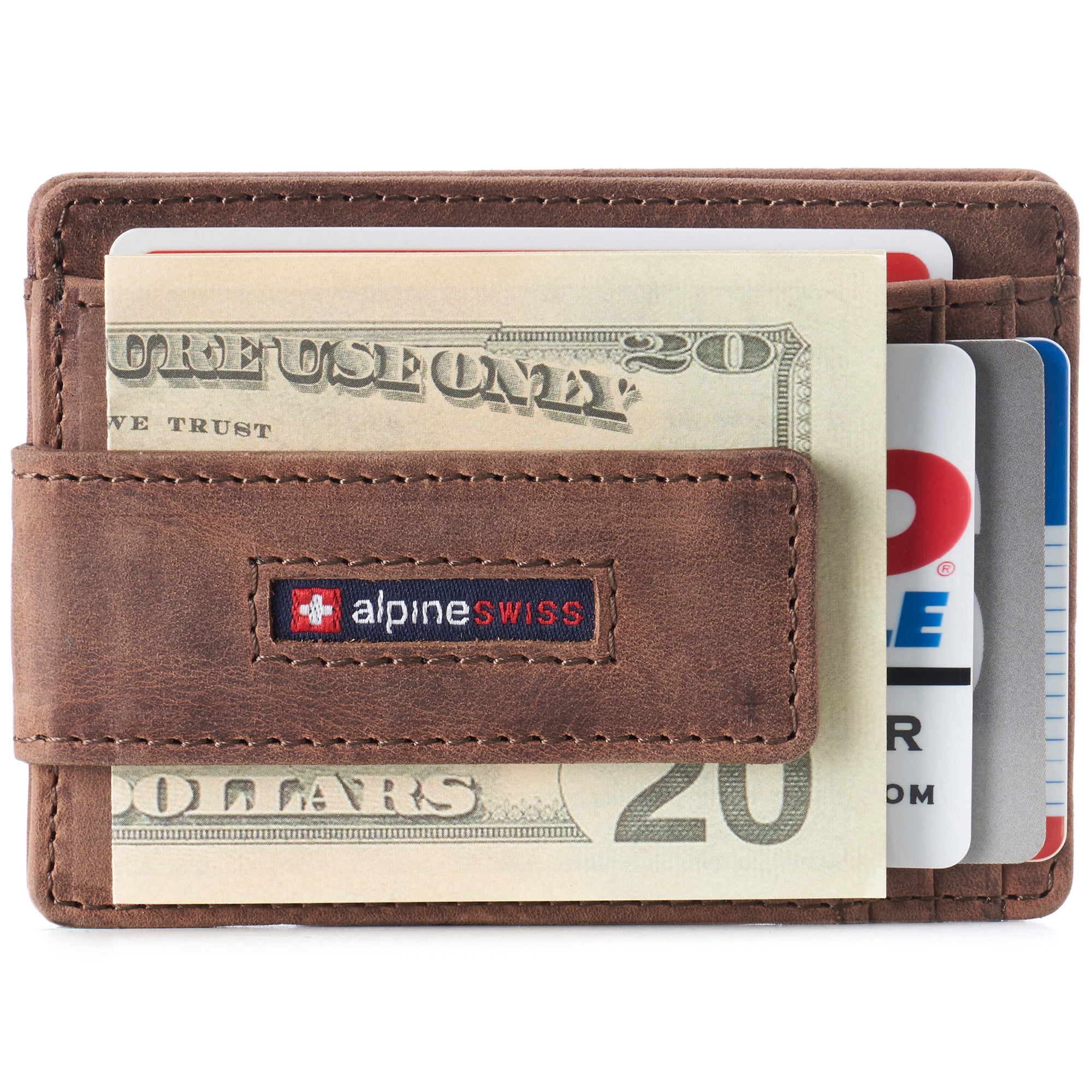 Genuine Leather Men's Wallet Swiss Pocket Money Clip Card Holder Trifold Purse 