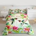 thumbnail image 2 of Castle Fairy Animal Green Hummingbird Twin Comforter Sets,Pink Floral Flowers Bedding Set, 2 of 8