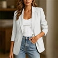 thumbnail image 3 of cocolona Business Casual Blazer for Women Lapel Long Sleeve Open Front Button Suit Jacket Work Office Solid Color Tops, 3 of 5