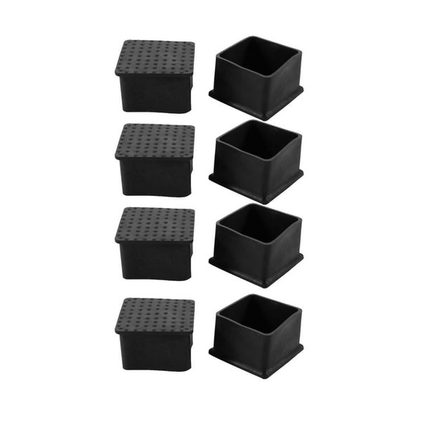 8pcs 44x44mm Black PVC Rubber Square Chair Leg Insert Floor Cover