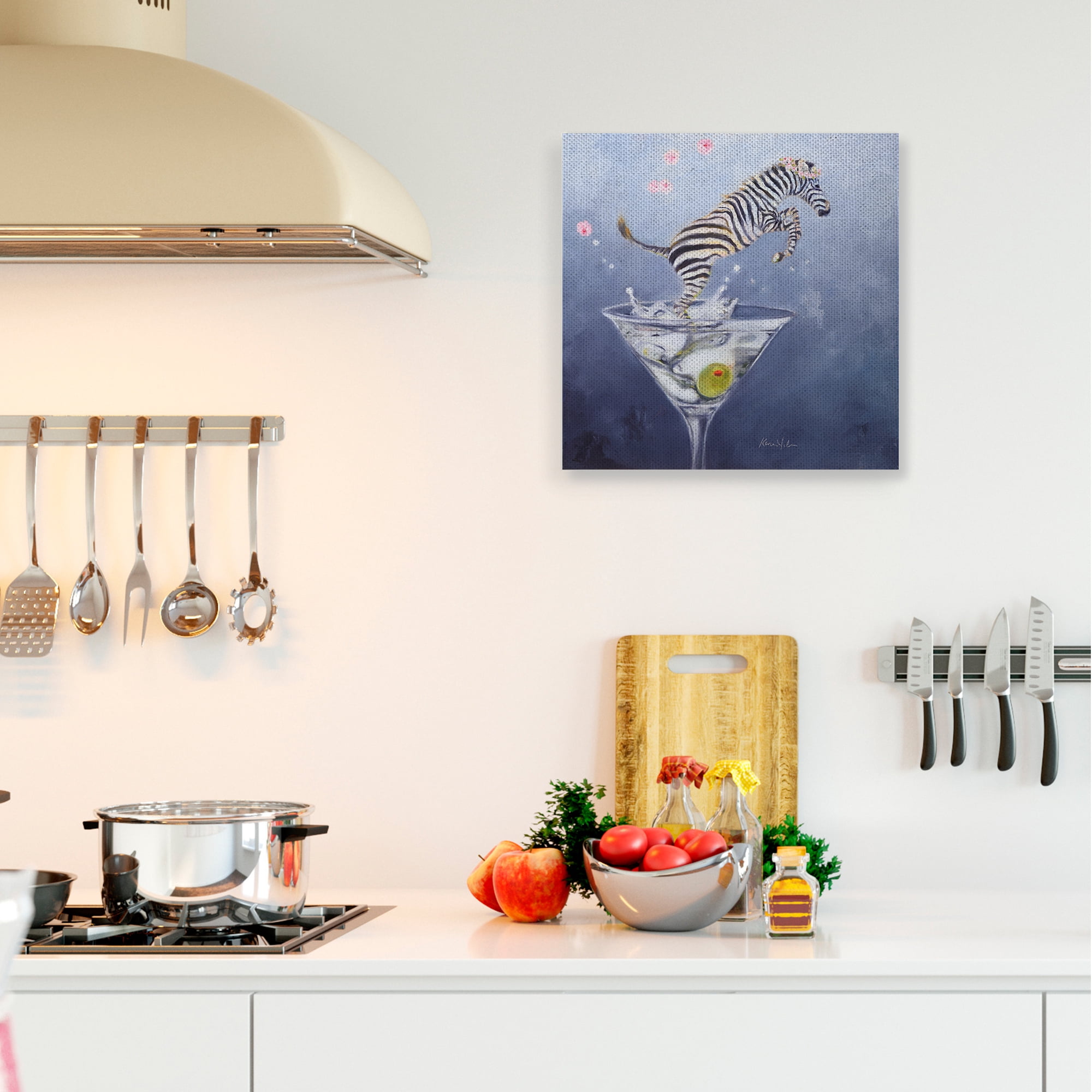 Stupell Industries Zebra Leaping from Martini Glass Olive Canvas Wall Art by Karen Weber Fine Art