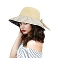 thumbnail image 3 of Spencer Women's Foldable Floppy Hat Wide Brim Bowknot UV Protection Sun Hat Summer Straw Beach Cap, 3 of 7