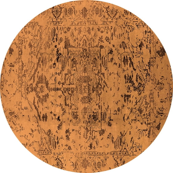 Ahgly Company Indoor Round Oriental Orange Industrial Area Rugs, 3' Round