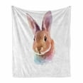 thumbnail image 1 of Bunny Soft Flannel Fleece Throw Blanket, Watercolor Illustration of a Rabbit Head Baby Animal Wildlife Themed Artwork, Cozy Plush for Indoor and Outdoor Use, 60" x 80", Pale Brown Lilac, by Ambesonne, 1 of 6
