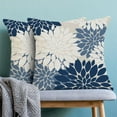 thumbnail image 2 of Navy Blue White Summer Outdoor Pillow Covers 18x18 Inch Set of 2 Dusty Blue Dahlia Floral Decor Throw Pillows Modern Geometry Flower Decorative Cushion Cases for Sofa Couch Bed Decorations, 2 of 6