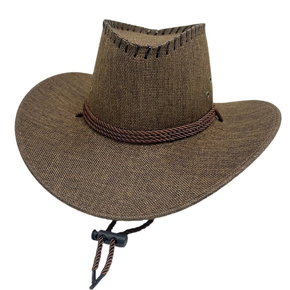 IVEYRTF Men's Summer Cowboy Hat Embossed with Wide Brim Breathable Lightweight for Beach Outdoor Activities Sun Hat