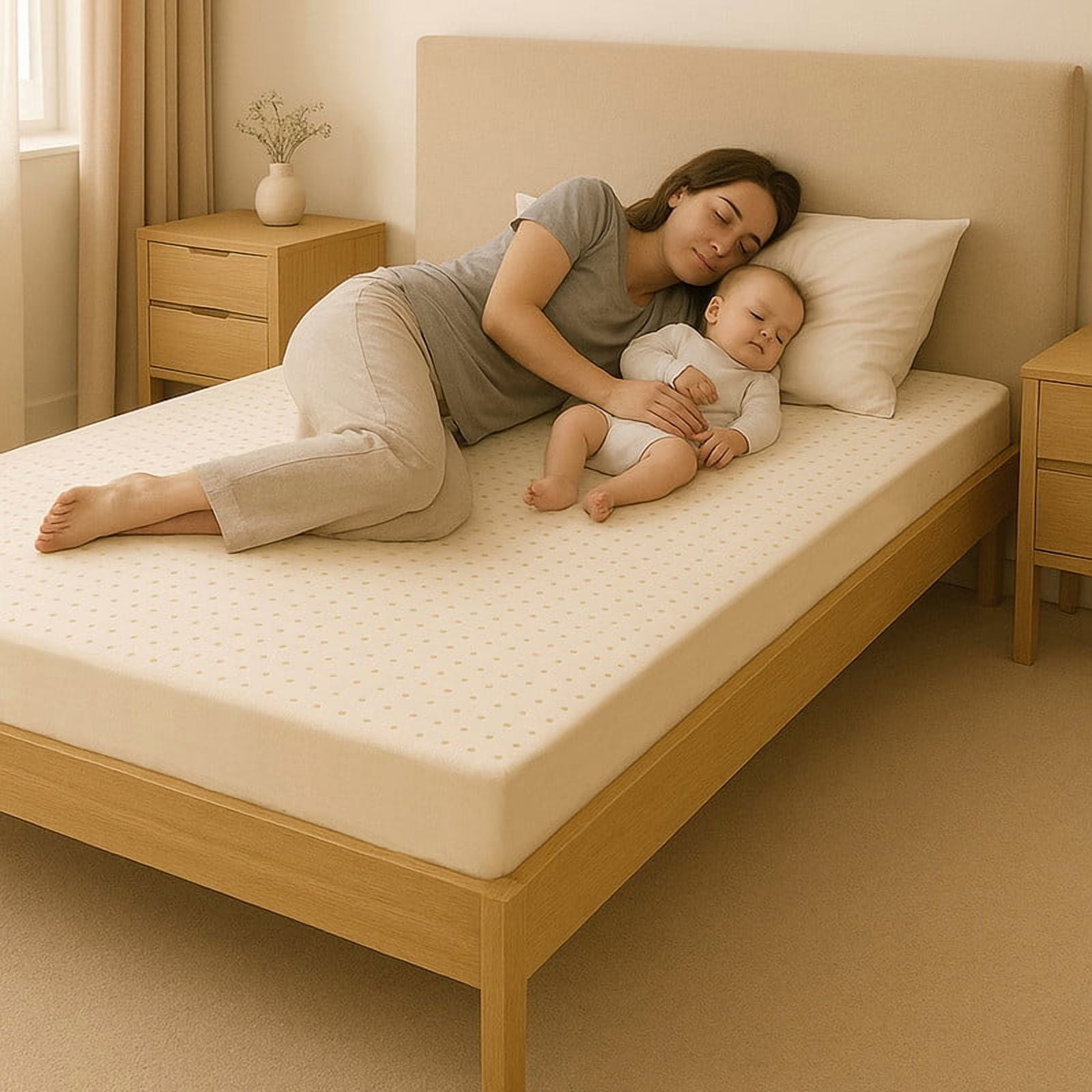 ORGANIC TEXTILES Organic Latex Mattress Topper, GOLS Certified - Bamboo Cover, No Zipper - (2" Queen - Firm)
