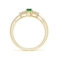 thumbnail image 2 of ANGARA Natural Oval Emerald Bypass Ring with Trio Diamond Accents in 14K Yellow Gold for Women (Size-6x4mm) | May Birthstone, Birthday, Anniversary, Jewelry Gift for Women | Natural Emerald Ring, 2 of 8